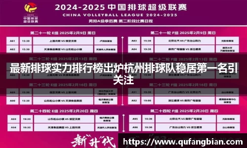 最新排球实力排行榜出炉杭州排球队稳居第一名引关注